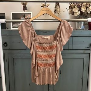 Willow & Root off the shoulder flutter top size small